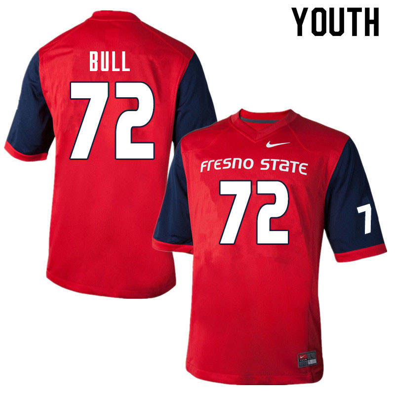 Youth #72 Dontae Bull Fresno State Bulldogs College Football Jerseys Sale-Red - Click Image to Close
